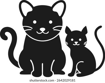 Adorable cartoon cat and rat silhouette design depicting friendship and togetherness