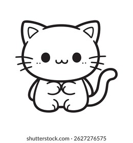 Adorable Cartoon Cat Sitting Silhouette