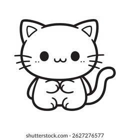 Adorable Cartoon Cat Sitting Silhouette