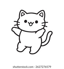 Adorable Cartoon Cat Sitting Silhouette