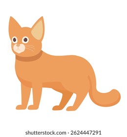 Adorable cartoon cat standing with its tail slightly raised, perfect for pet related projects