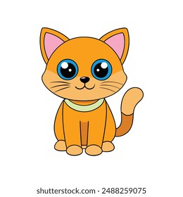 Adorable cartoon cat vector illustration, perfect for clipart, line art, and printable designs.