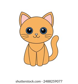 Adorable cartoon cat vector illustration, perfect for clipart, line art, and printable designs.