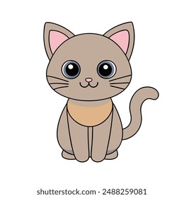 Adorable cartoon cat vector illustration, perfect for clipart, line art, and printable designs.