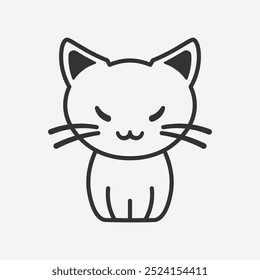 Adorable Vector de gato de dibujos animados, perfecto para el diseño de logotipos, pegatinas o cualquier proyecto que necesite un toque juguetón. Esta ilustración minimalista presenta un gato feliz con ojos grandes y una sonrisa amistosa.