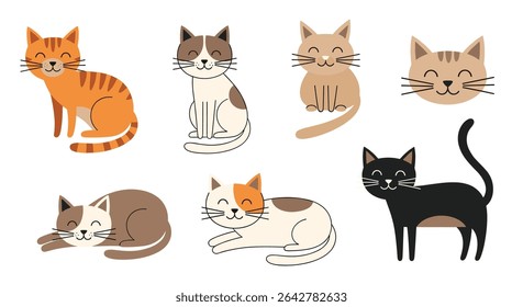 Adorable Cartoon Cats: A Collection of Feline Illustrations for Various Creative Projects