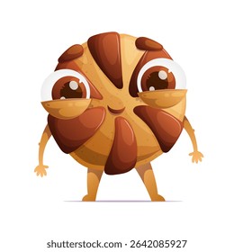 Adorable cartoon cookie with big, expressive eyes and a cheerful smile. Perfect for dessert illustrations, childrens books, or playful designs a yummy vector treat.
