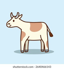 Adorable cartoon cow with brown spots and adorable horns