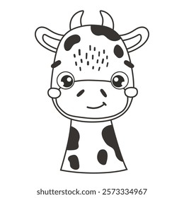 Adorable Cartoon Cow outline vector