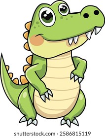 An adorable cartoon crocodile standing upright with a friendly smile.