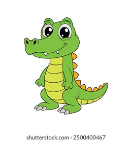 Adorable Cartoon Crocodile vector Illustration for Kids