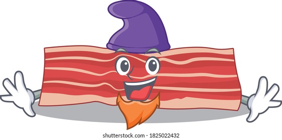 An adorable cartoon design of bacon as an Elf fairytale character