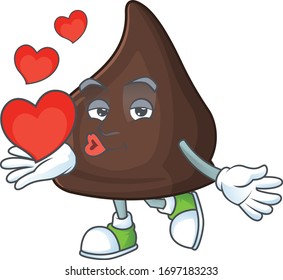 An adorable cartoon design of chocolate conitos holding heart