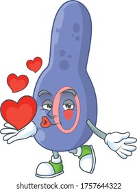 An adorable cartoon design of clostrisium botulinum holding heart