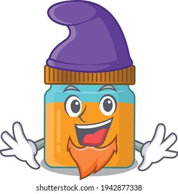 An adorable cartoon design of honey jar as an Elf fairytale character