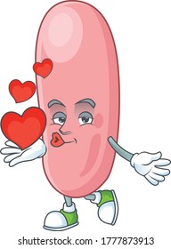 An adorable cartoon design of legionella pneunophilla holding heart. Vector illustration