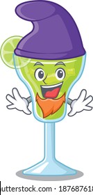 An adorable cartoon design of margarita cocktail as an Elf fairytale character