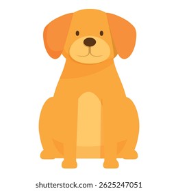 Adorable cartoon dog with big brown eyes sitting patiently