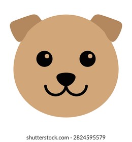 Adorable cartoon dog face featuring a cheerful expression, round eyes, and perky ears. Minimalist vector-style icon suitable for pet brands, children's products, and UI design elements.
