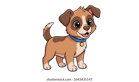 An Adorable Cartoon Dog Standing with a Sweet Smile a Friendly Companion Animal