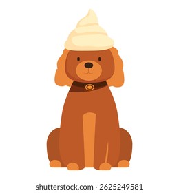 Adorable cartoon dog with a sweet treat on its head, perfect for pet related projects