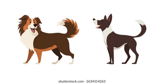 Adorable Cartoon Dog Vector Illustration, Cute Pet Breeds in Flat Design