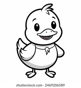 Adorable cartoon duckling drawing for kids, cute, charming, with a sweet and friendly character