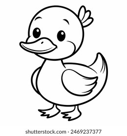 Adorable cartoon duckling drawing for kids, cute, charming, with a sweet and friendly character