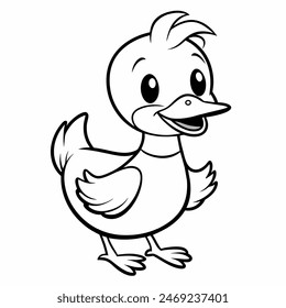 Adorable cartoon duckling drawing for kids, cute, charming, with a sweet and friendly character