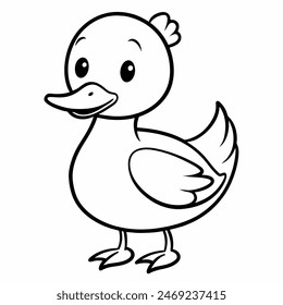 Adorable cartoon duckling drawing for kids, cute, charming, with a sweet and friendly character