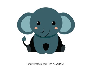 Adorable cartoon elephant sitting vector art illustration. This charming design features a cute elephant, perfect for children's décor, educational materials, and playful projects.