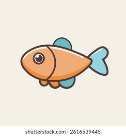 Adorable cartoon fish with a big smile and colorful fins. Fun vector design perfect for kids’ designs, underwater themes, nursery decor, baby products, and ocean-themed artwork. EPS format included.