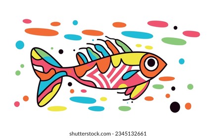 Adorable Cartoon Fisch: Kreative Welt des Zeichens und Poster-Designs von Kindern
