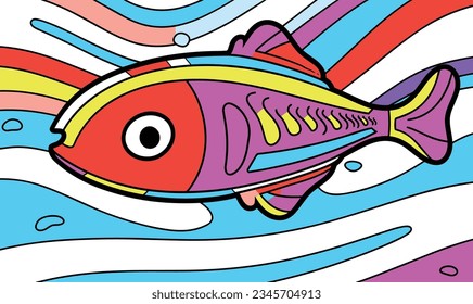 Adorable Cartoon Fish: Creative World of Children's Drawing and Poster Design