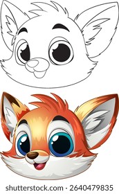 Adorable cartoon fox with big expressive eyes