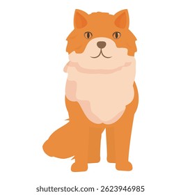 Adorable cartoon fox standing and looking forward with big eyes