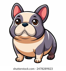 Adorable Cartoon French Bulldog Vector Illustration, perfect for animal lovers and pet enthusiasts