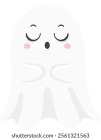 Adorable cartoon ghost sleeping peacefully with closed eyes and open mouth, a whimsical representation of halloween spirit, ideal for children s illustrations and festive designs