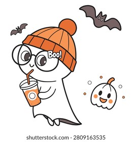 An adorable cartoon ghost