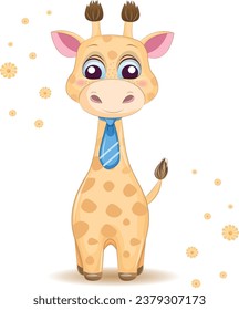 Adorable Cartoon giraffe Vector illustration