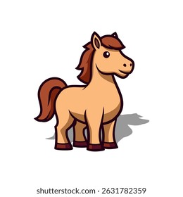 Personagem de cavalo de desenhos animados adorável, perfeito para livros infantis, ilustrações e projetos de design.