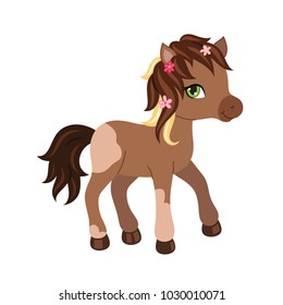 Adorable cartoon horse character. Vector illustration isolated on white background.