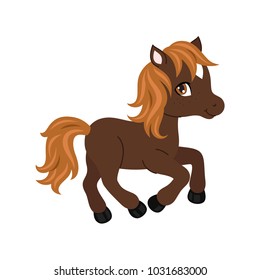 Adorable cartoon horse character. Vector illustration isolated on white background.