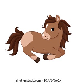 Adorable cartoon horse character. Vector illustration isolated on white background.