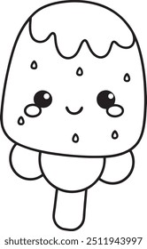 Adorable Cartoon Ice Cream Character for Kids, Smiling Ice Cream Illustration for Children’s Storybooks and Food Blogs