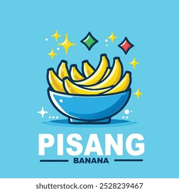 Adorable cartoon illustration of a bowl overflowing with vibrant yellow bananas. Perfect for food, health, and tropical themed designs. Ideal for menus, recipes, and children's books.