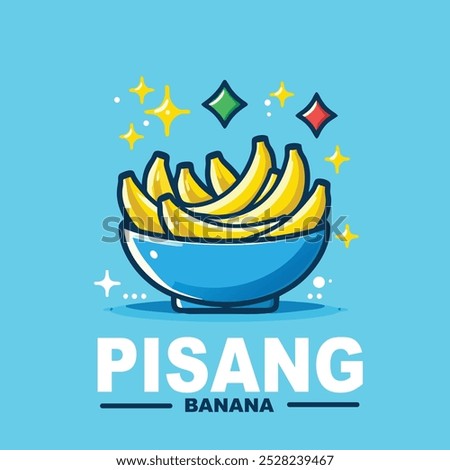 Adorable cartoon illustration of a bowl overflowing with vibrant yellow bananas. Perfect for food, health, and tropical themed designs. Ideal for menus, recipes, and children's books.