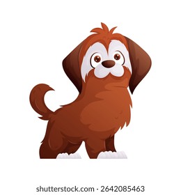 Adorable cartoon illustration of a brown dog. It has a friendly expression and is perfect for childrens books, greeting cards, or any petrelated design., Cute, playful.