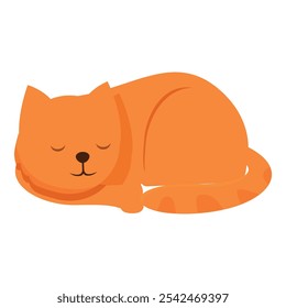 Adorable ilustración de dibujos animados de un gato atigrado de jengibre que duerme pacíficamente, acurrucado con los ojos cerrados