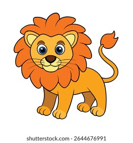 Adorable cartoon lion, perfect for children's books or educational materials.